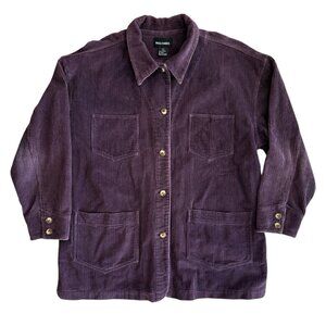 VTG 90s Women's Paul Harris Corduroy Shirt Jacket Shacket Size Large Plum